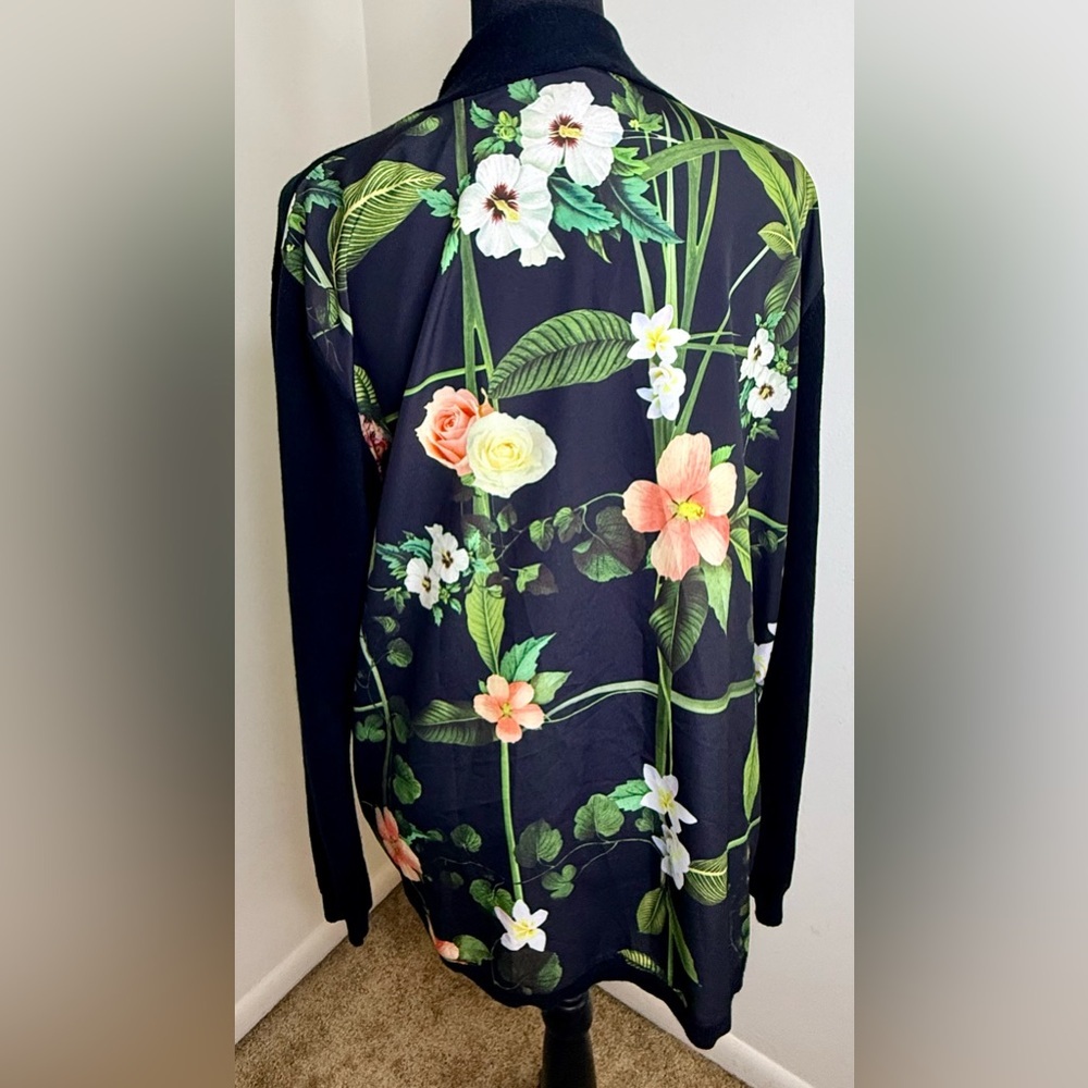 Ted Baker London preppy chic floral open front black lightweight cardigan med - Picture 6 of 8